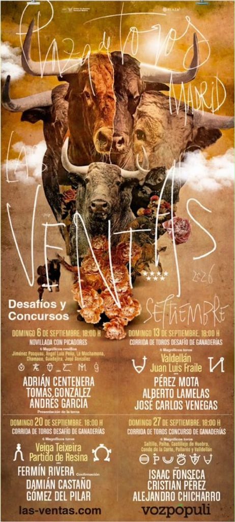 cartel toros las ventas 2026 septiembre